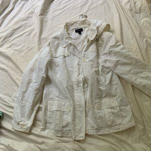 Lands end white rain jacket - L